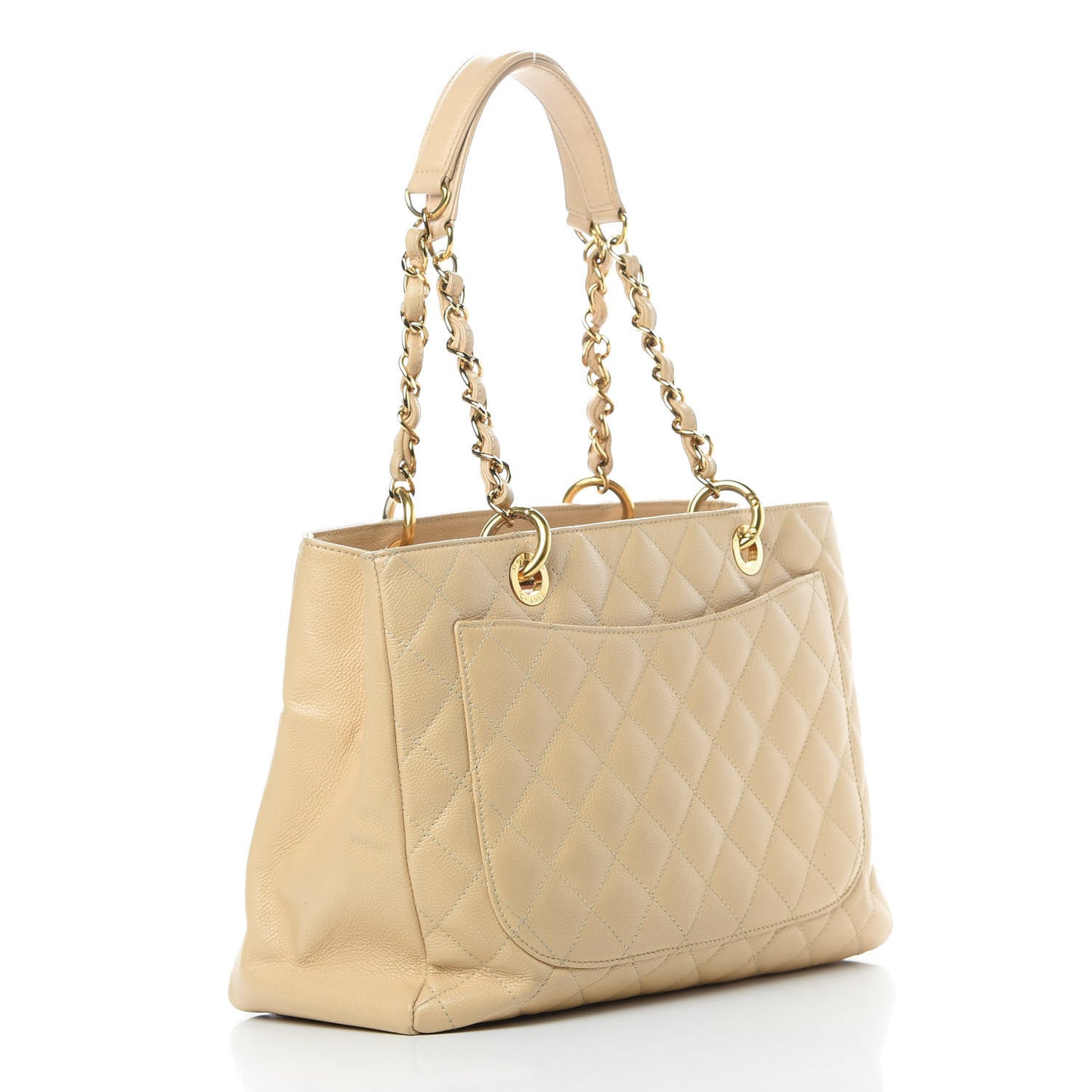 Caviar Quilted Grand Shopping Tote GST Beige