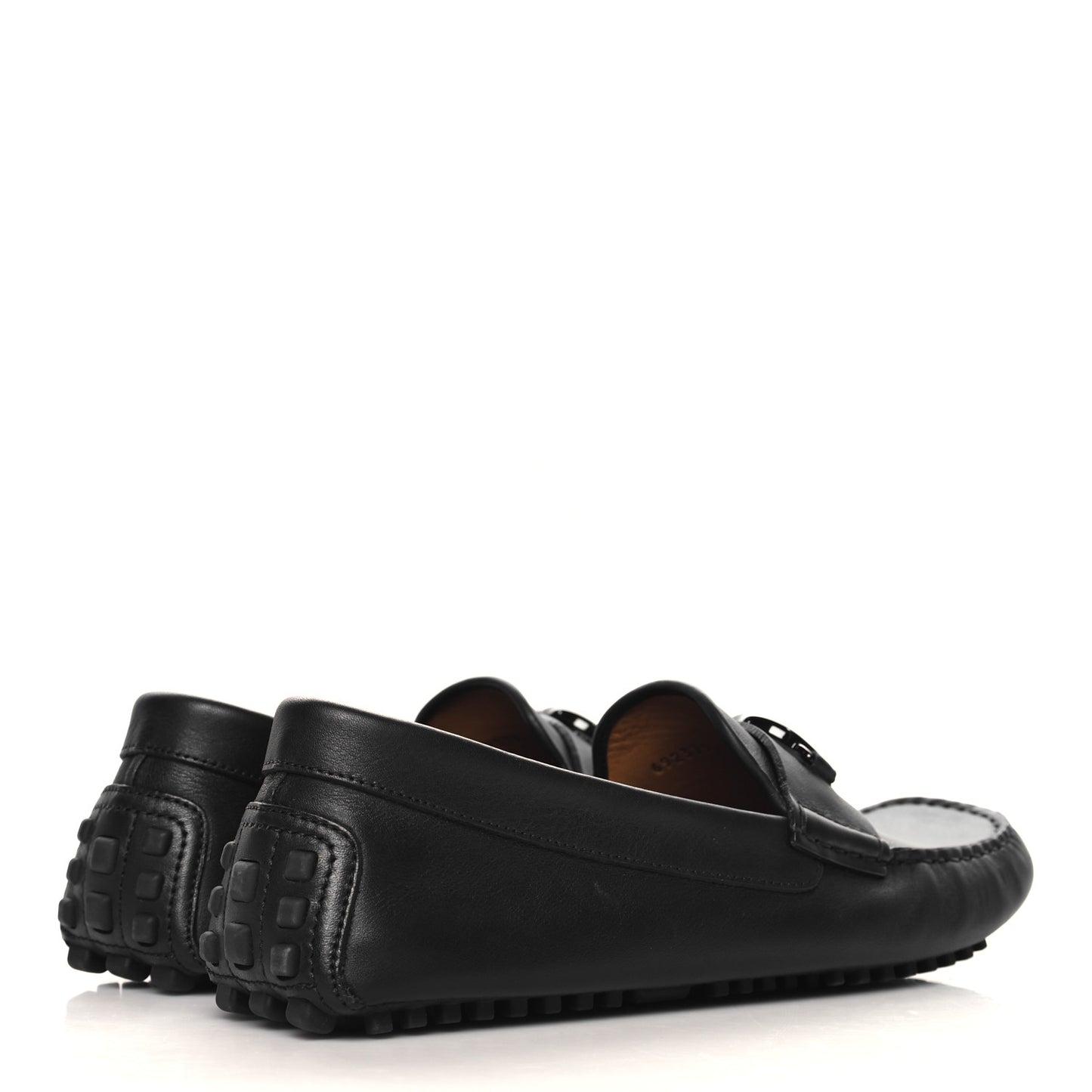 Soft Clove Calfskin Monochrome Mens Interlocking G Driver Loafers 9 Black