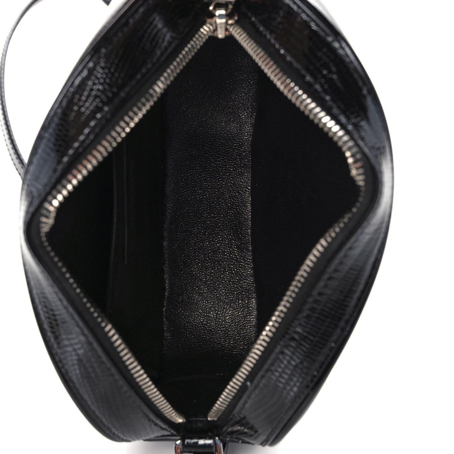 Calfskin Lizard Embossed Le 61 Camera Bag Black