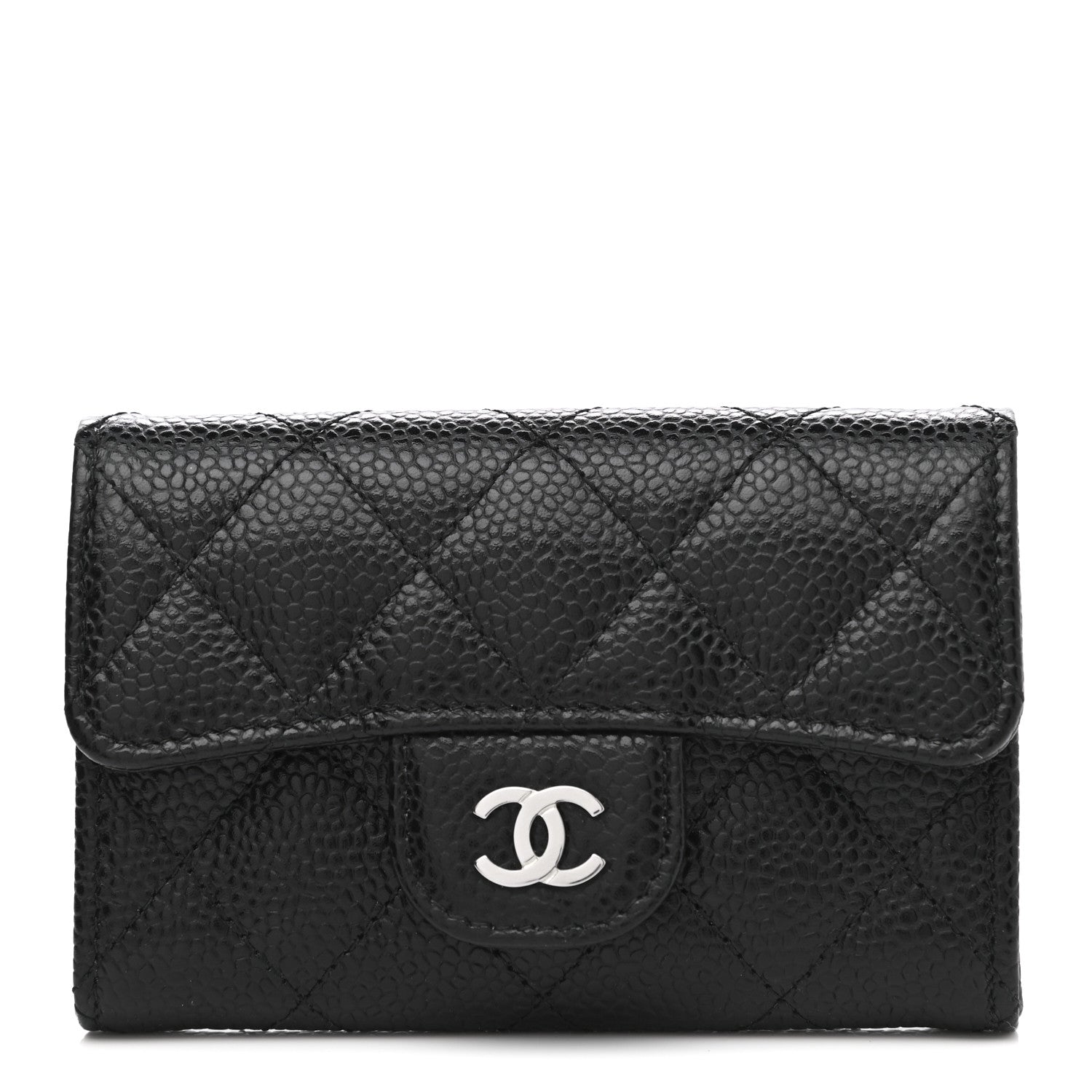 Chanel Caviar Quilted Flap Card Holder Wallet Black 1 of 9
