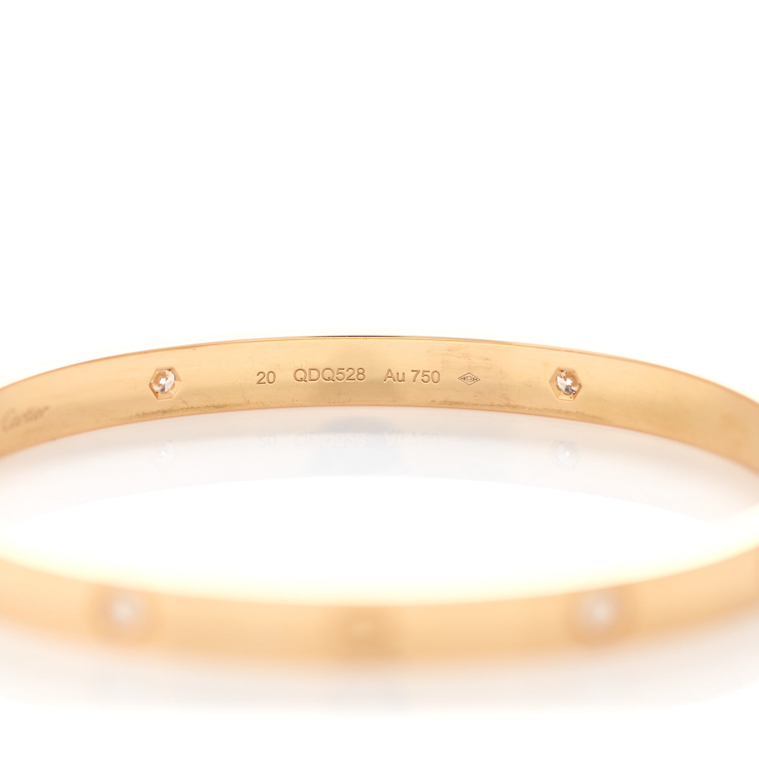 Cartier 18K Yellow Gold 4 Diamond LOVE Bracelet 20 5 of 5
