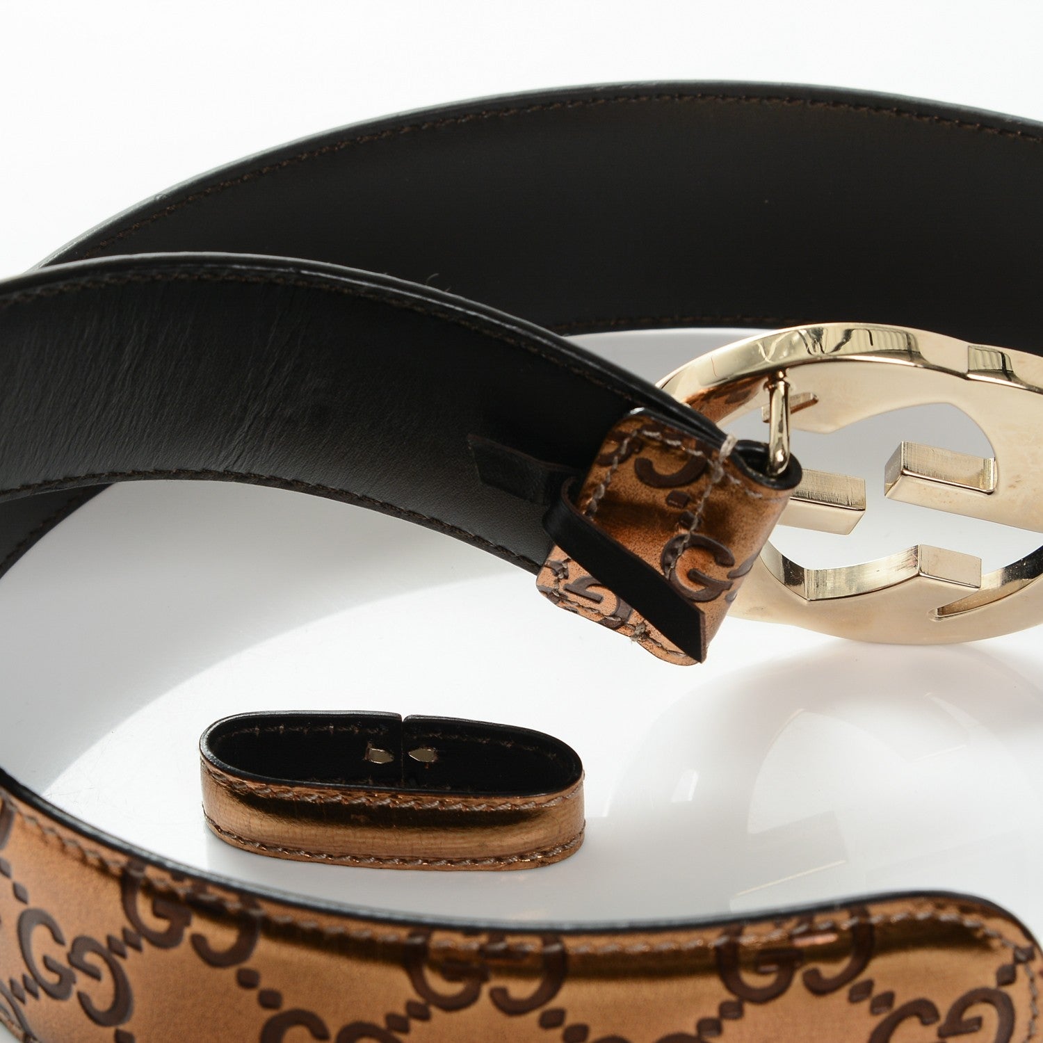 Gucci Guccissima Interlocking G Belt 95 38 Bronze 4 of 6