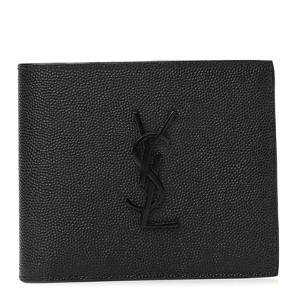 Saint Laurent Grain De Poudre Monogram Bifold Wallet Black 1 of 7
