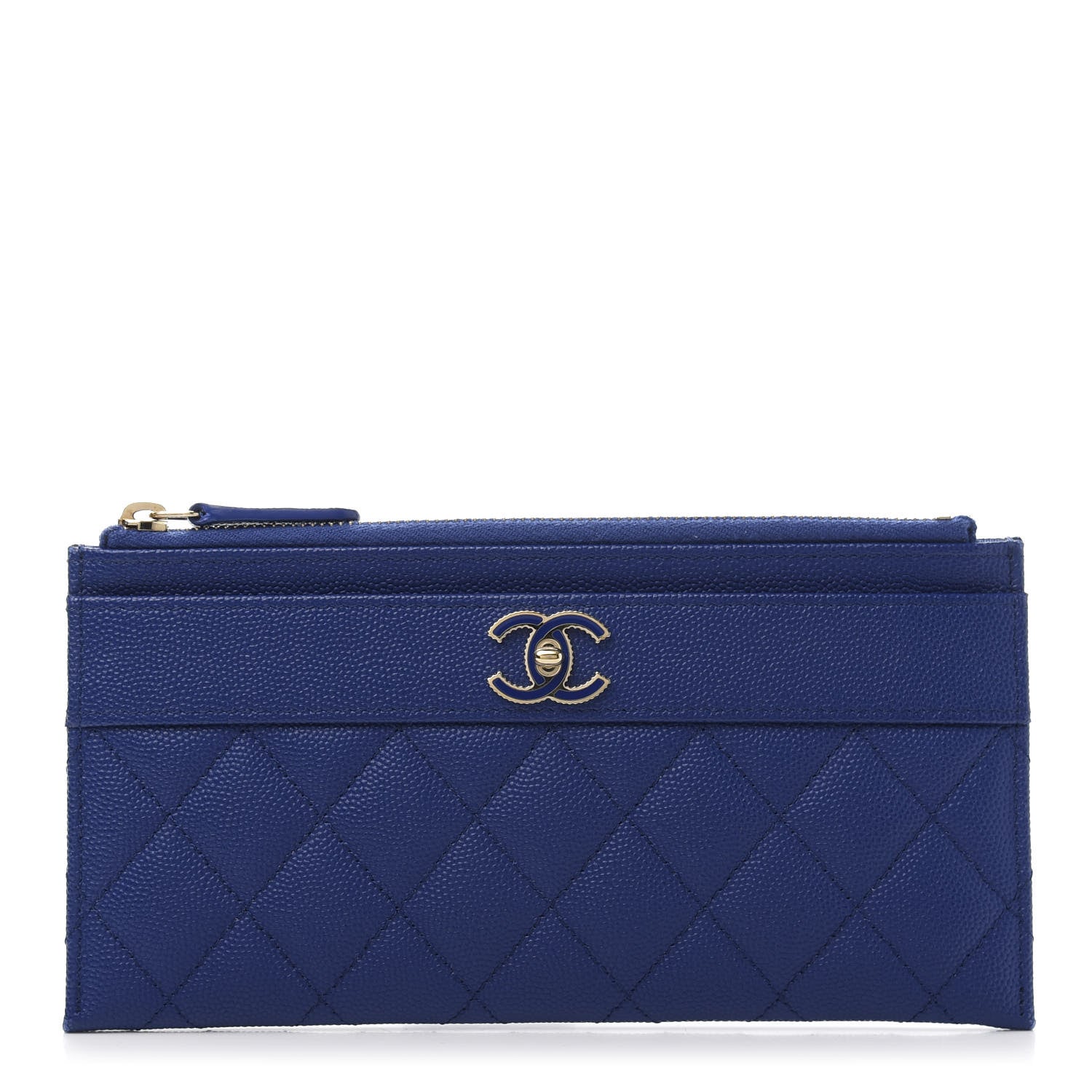 Chanel Caviar Quilted Mademoiselle Vintage Zip Pouch Blue 1 of 9