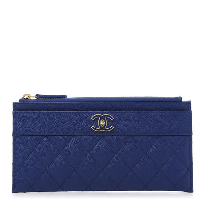 Chanel Caviar Quilted Mademoiselle Vintage Zip Pouch Blue 1 of 9
