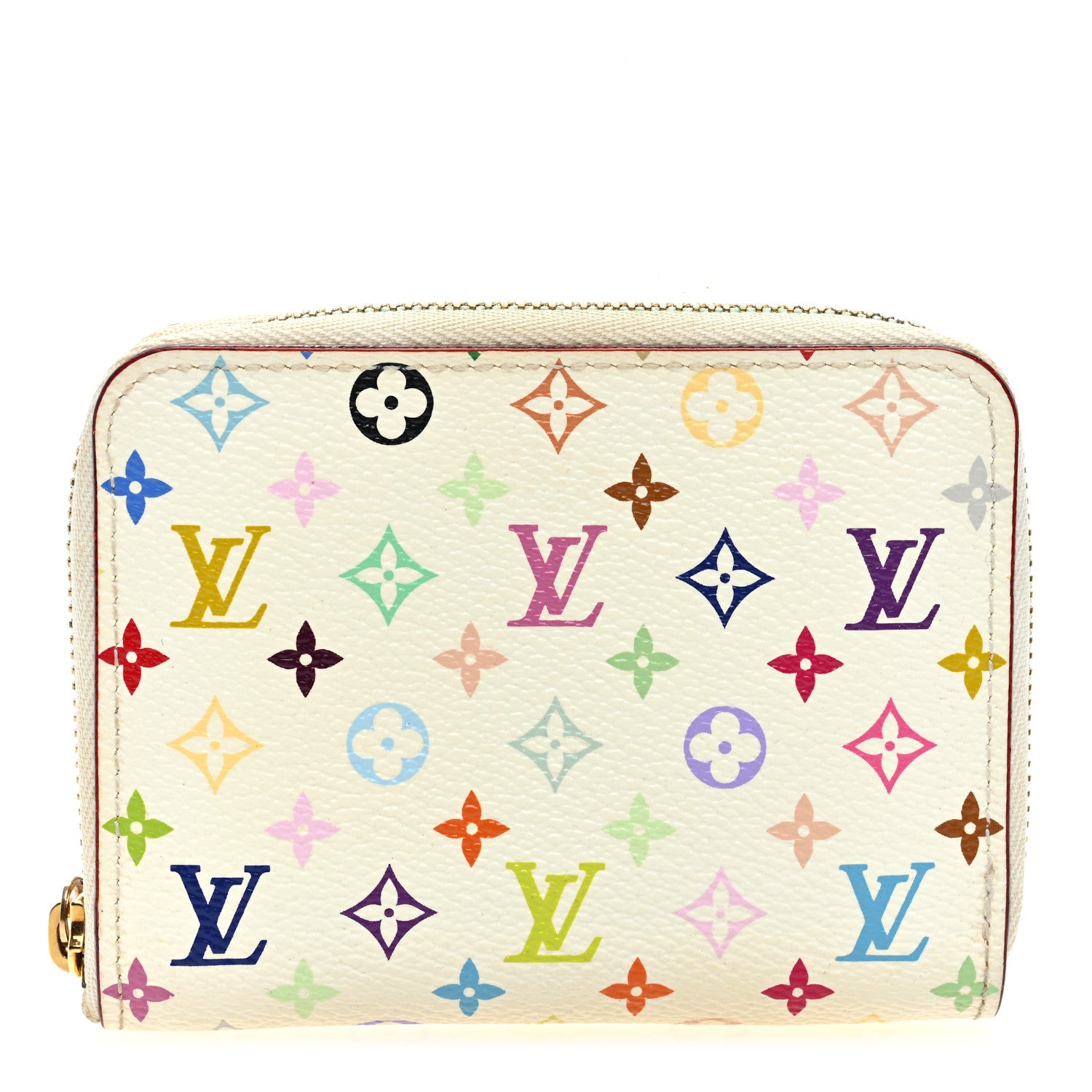 Louis Vuitton Monogram Multicolor Zippy Coin Purse Wallet White Litchi 1 of 7