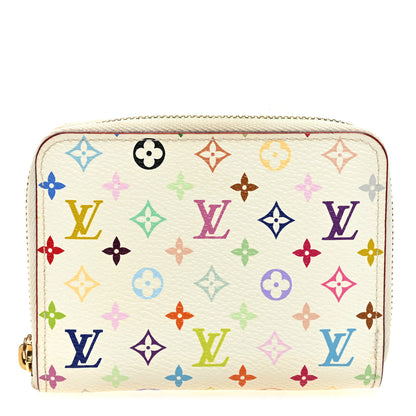 Louis Vuitton Monogram Multicolor Zippy Coin Purse Wallet White Litchi 1 of 7