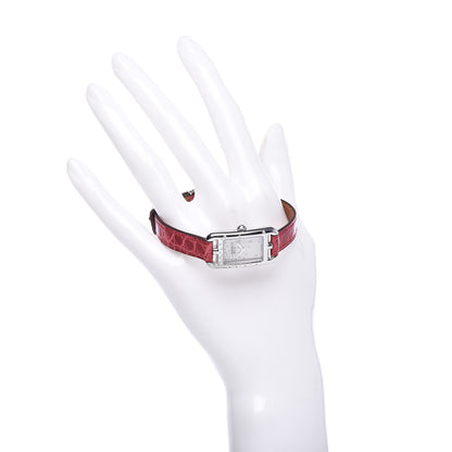 Hermes Stainless Steel Alligator Diamond 17mm Nantucket Jete De Diamants Quartz Watch Braise 2 of 9