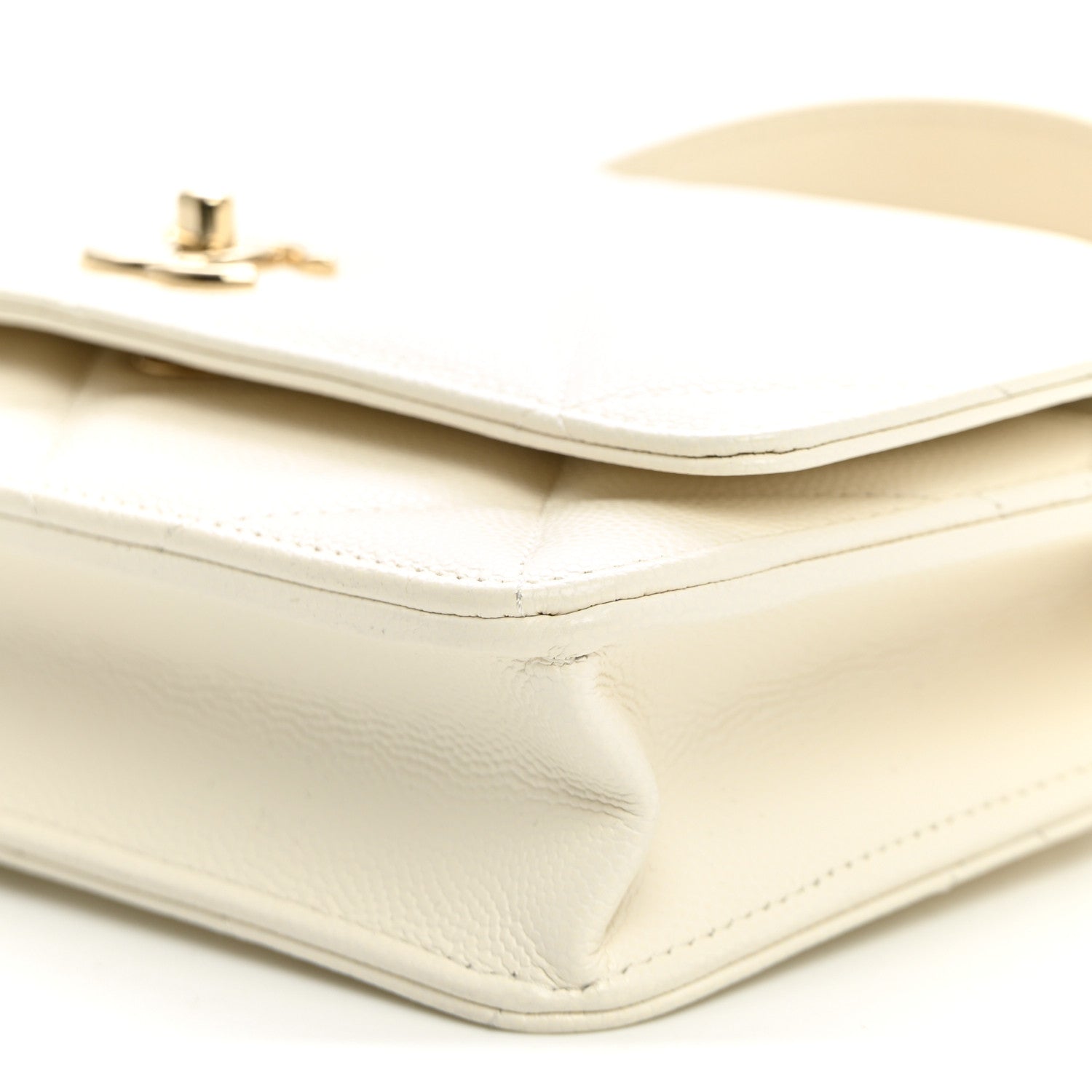 Chanel Shiny Caviar Quilted Turnlock Top Handle Wallet On Chain WOC White 9 of 9
