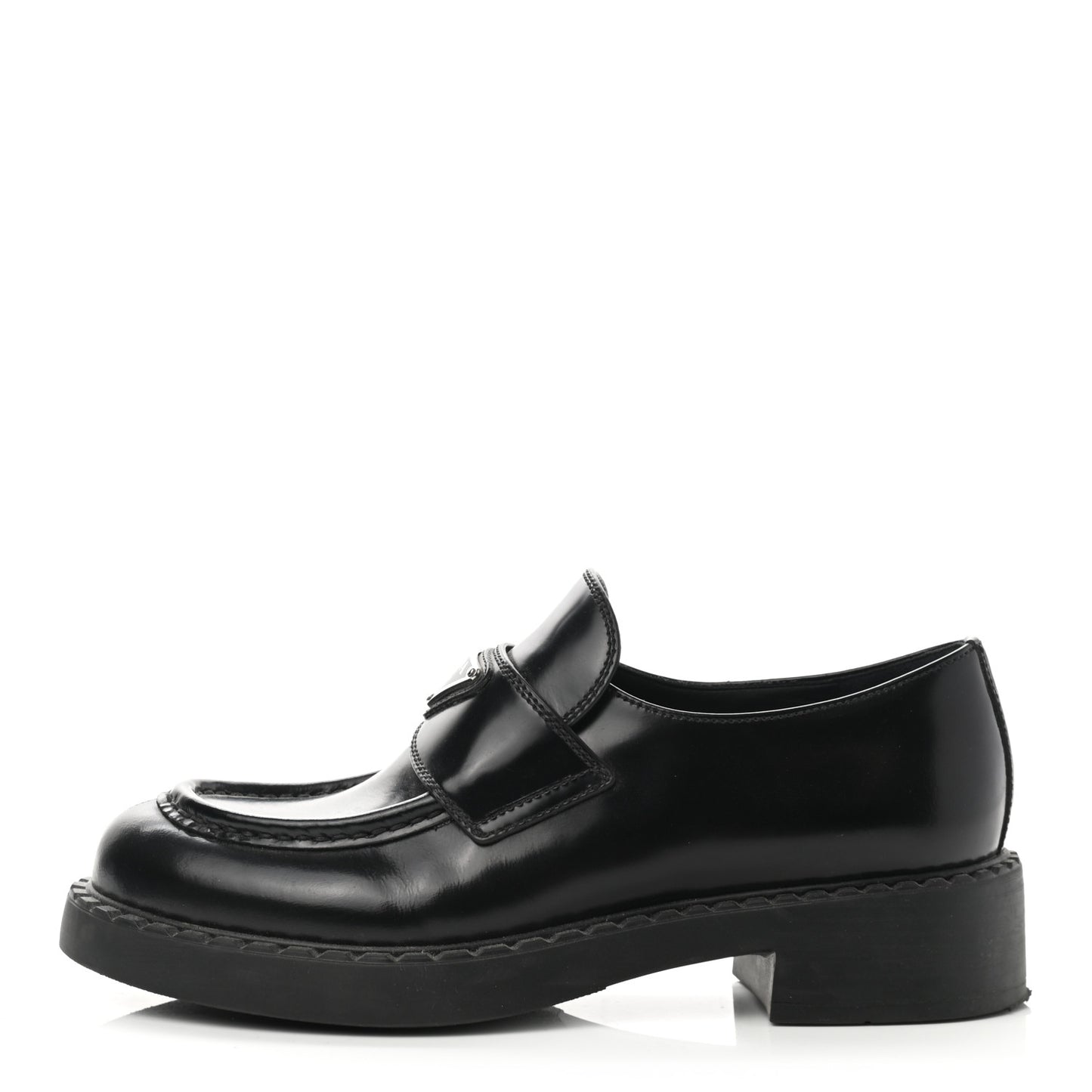 Spazzolato Metal Triangle Logo 50mm Loafers 38 Black