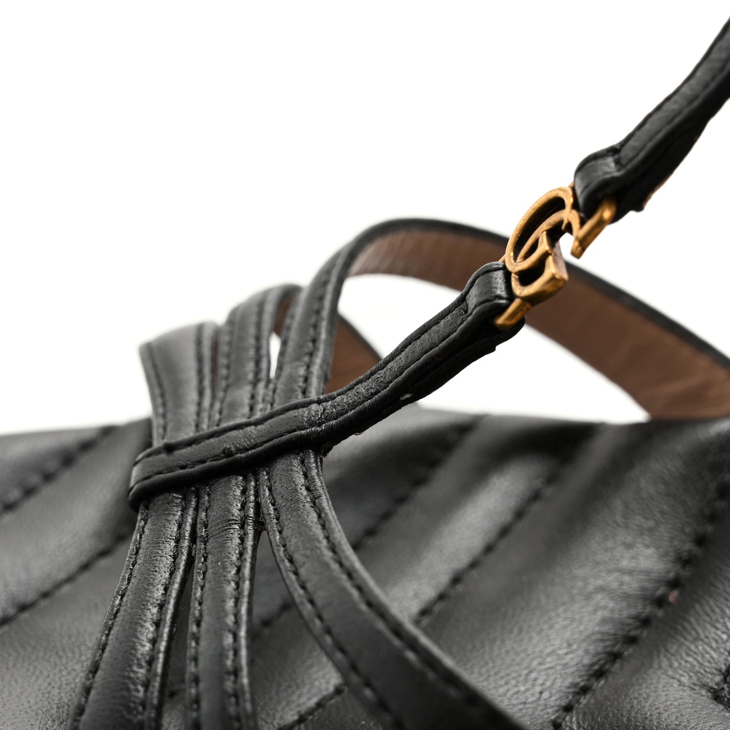 Nappa Matelasse T-Strap 40mm Sandals 38 Black