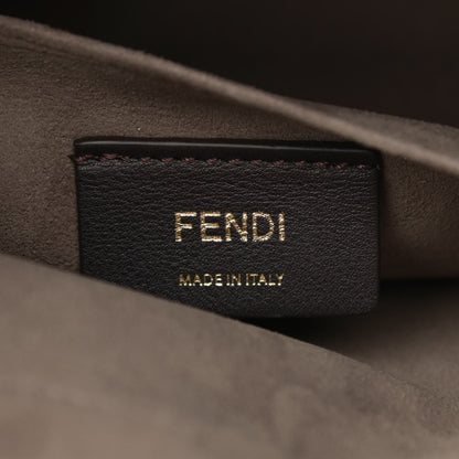 Fendi Vitello Grace Glazed Fabric FF 1974 Double F Shoulder Bag Black Mogano Panna 7 of 12