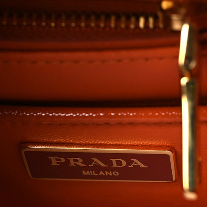 Prada Saffiano Vernice Frame Top Bag Papaya Rosso White 6 of 9
