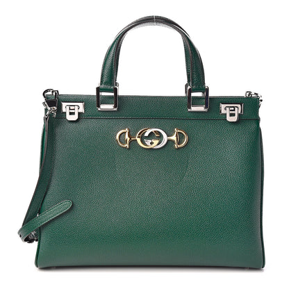 Gucci Grainy Calfskin Medium Zumi Top Handle Bag Vintage Green 1 of 9