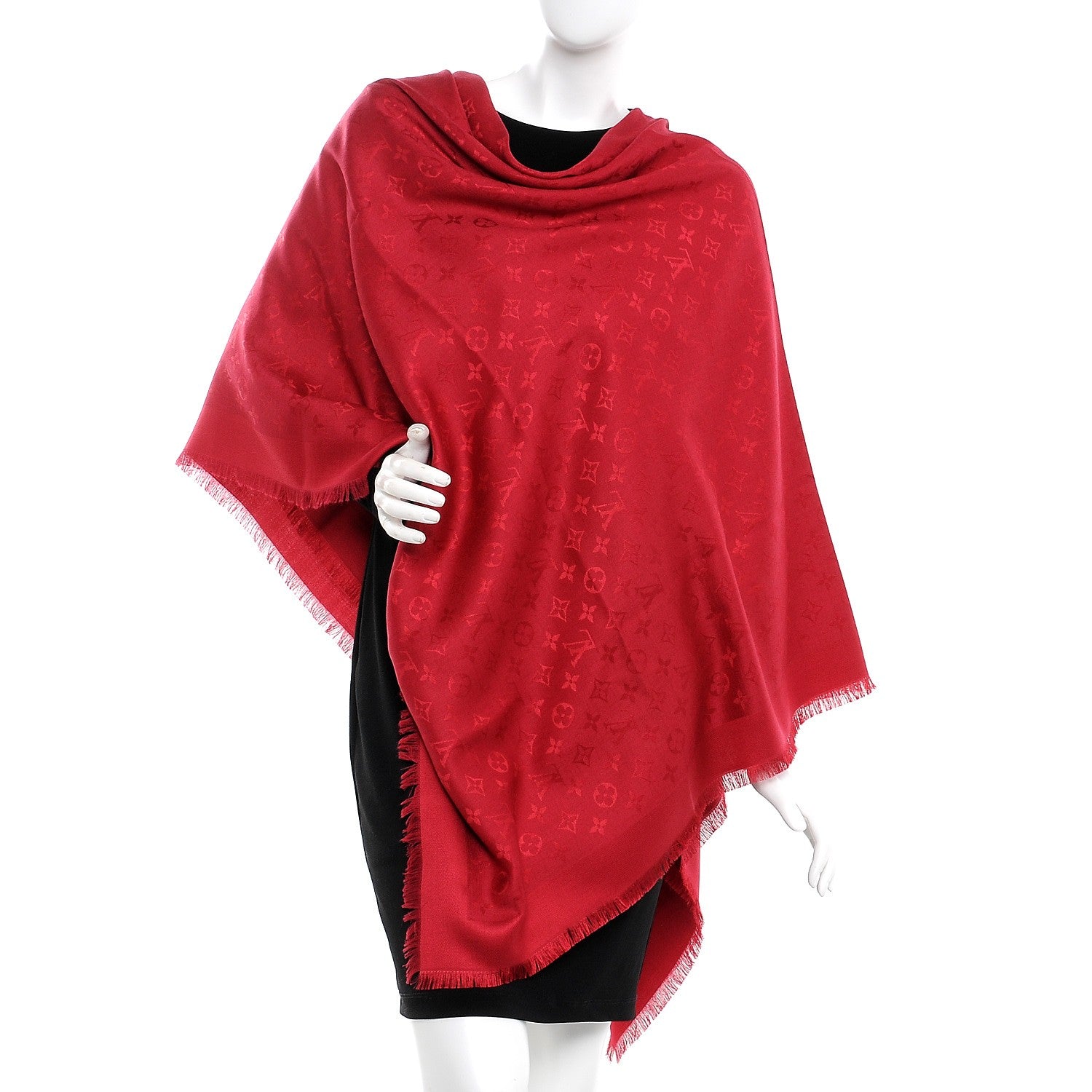 Louis Vuitton Silk Wool Monogram Shawl Pomme D'Amour 2 of 4