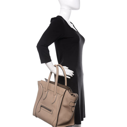 Celine Drummed Calfskin Mini Luggage Dune 2 of 20