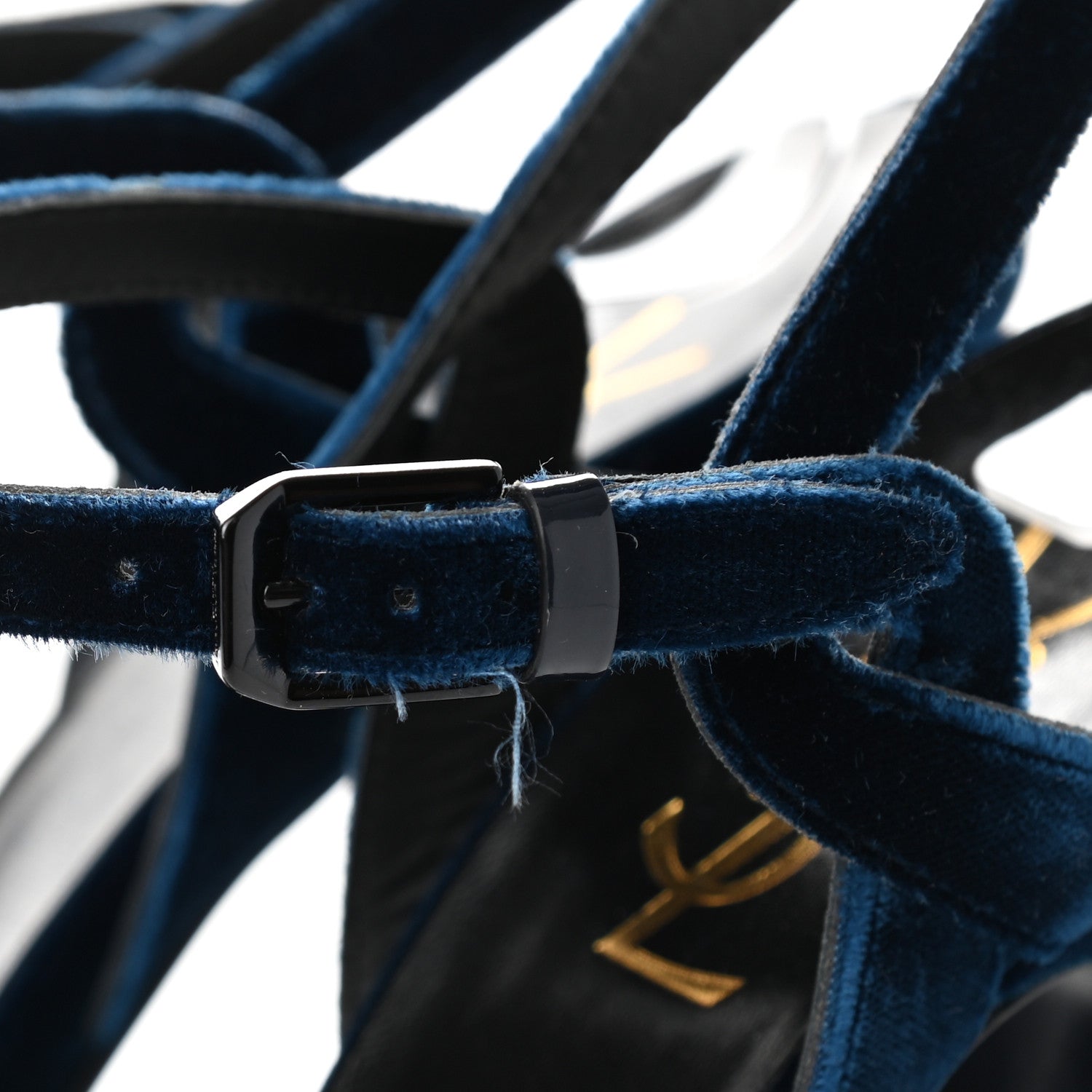 Saint Laurent Velvet Tribute 105 Platform Sandals 38 Bleuette 8 of 10