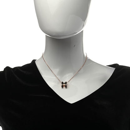 Hermes Lacquered Rose Gold Pop H Pendant Necklace Black 2 of 5