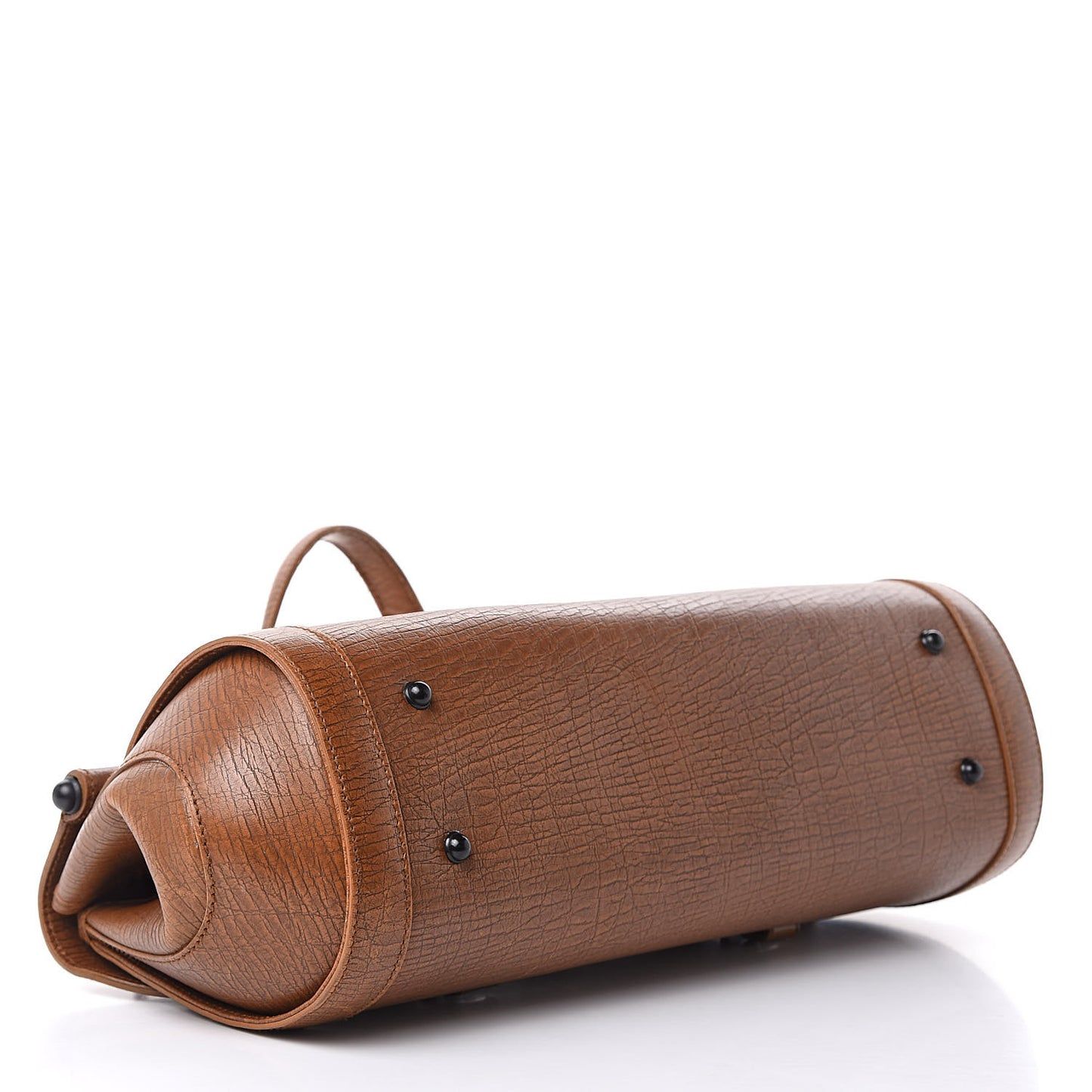 Calfskin Bamboo Bullet Satchel Brown