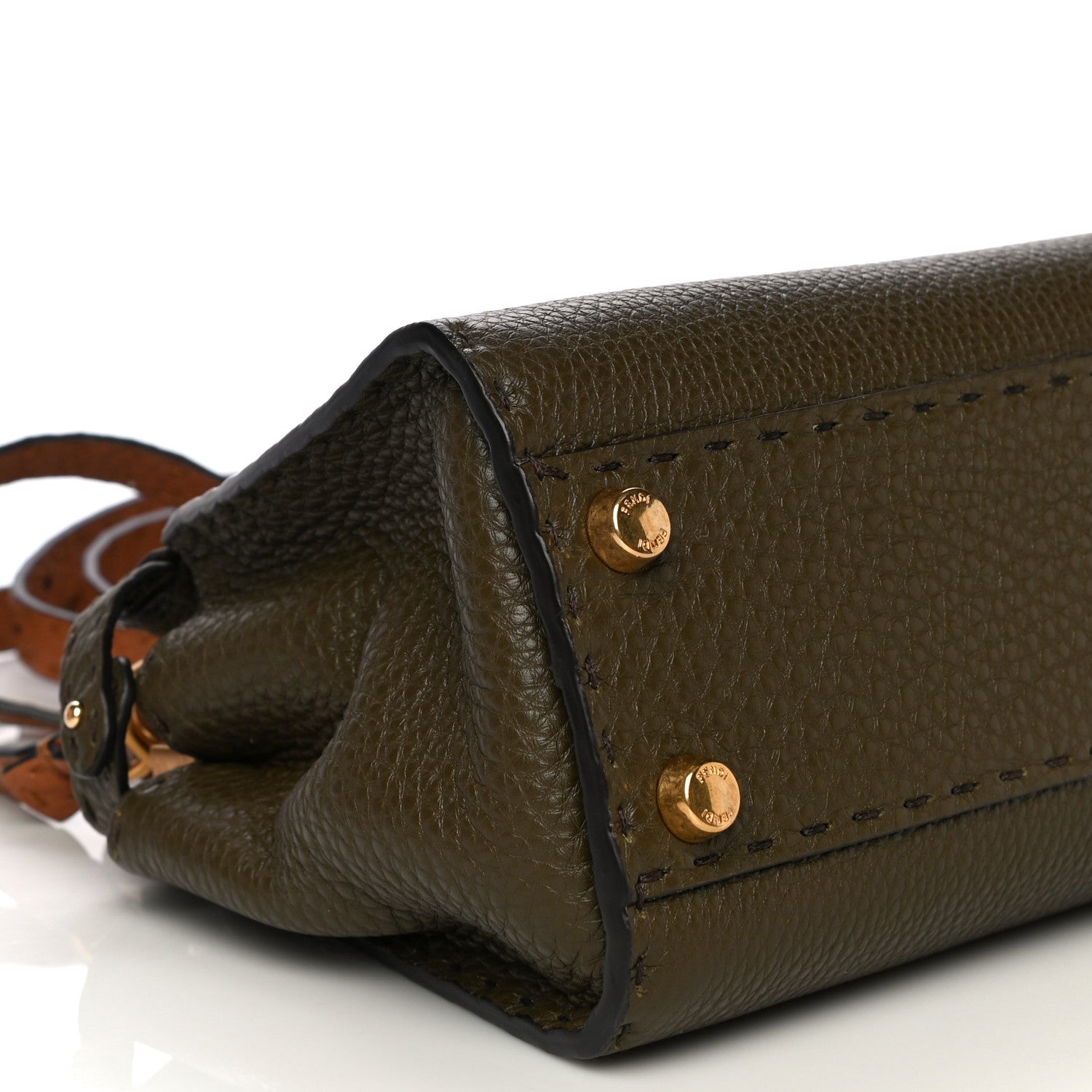 Fendi Cuoio Romano Selleria Tri-color Mini Peekaboo Iconic Satchel Aspargo Saddler Latte 14 of 15