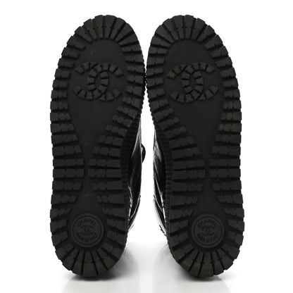 Chanel Aged Calfskin Lace Up Cap Toe Sneakers 40 Black White 5 of 8