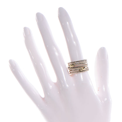 David Yurman 18k Gold Sterling Silver Double X Crossover Ring 8.5 2 of 5