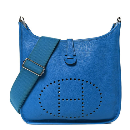 Hermes Taurillon Clemence Evelyne III PM Bleu Hydra 1 of 13