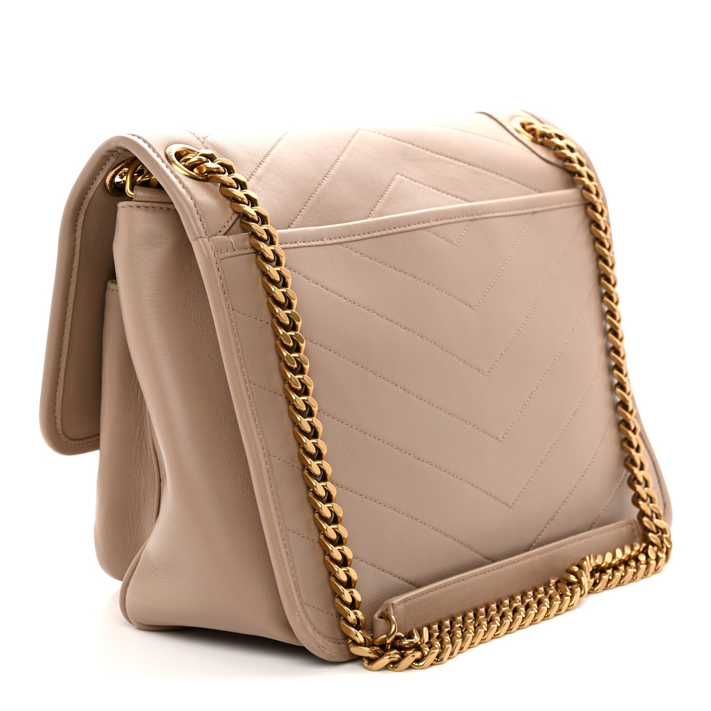Lambskin Matelasse Monogram Medium Niki Chain Satchel Dark Beige