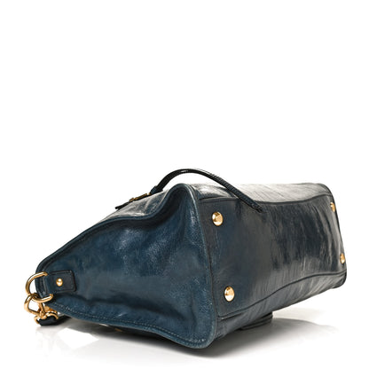 Miu Miu Vitello Shine Zip Tote Denim 4 of 12