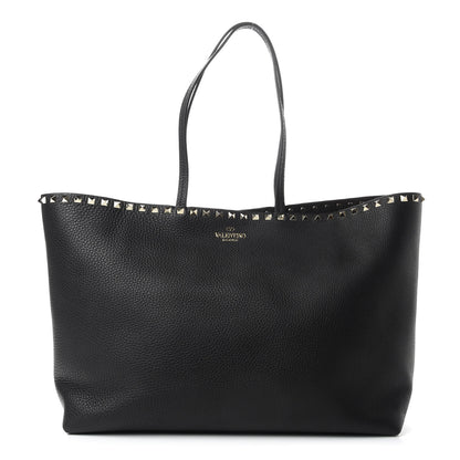 Valentino Garavani Grained Calfskin Rockstud Shoulder Tote Black 1 of 8