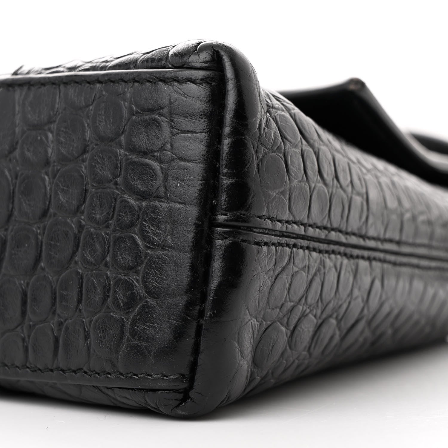 Balenciaga Extra Supple Calfskin Crocodile Embossed Monochrome XS Downtown Shoulder Bag Black 11 of 12