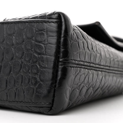 Balenciaga Extra Supple Calfskin Crocodile Embossed Monochrome XS Downtown Shoulder Bag Black 11 of 12