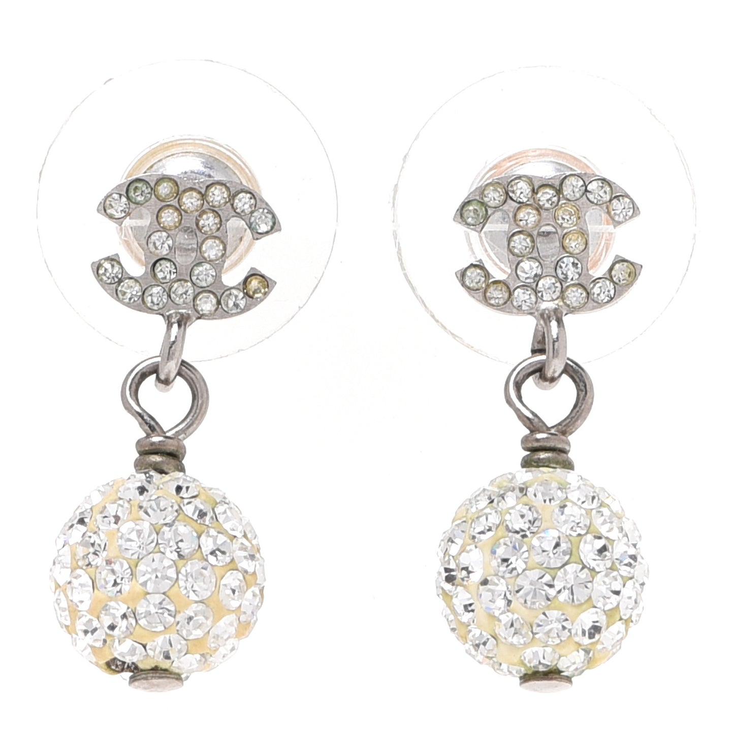 Crystal Pearl CC Drop Earrings Pearly White