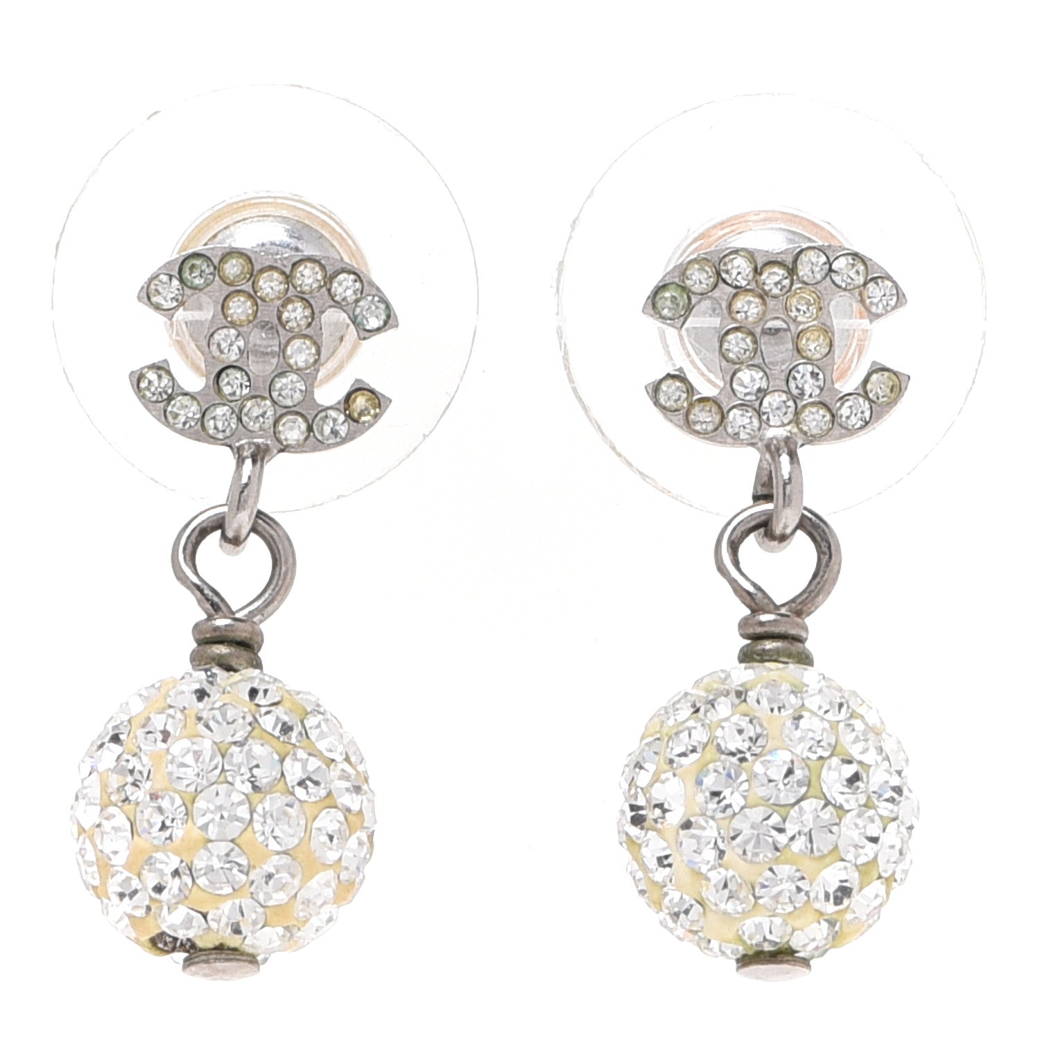 Chanel Crystal Pearl CC Drop Earrings Pearly White 1 of 4
