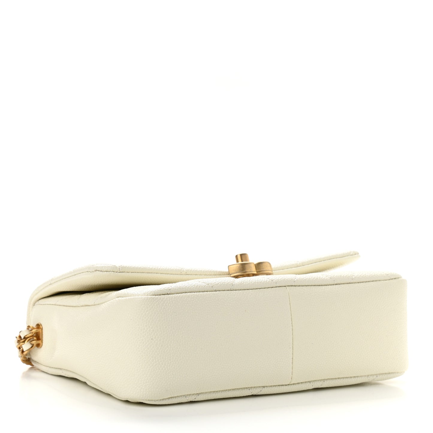 Shiny Caviar Quilted Small Chain Melody Flap White