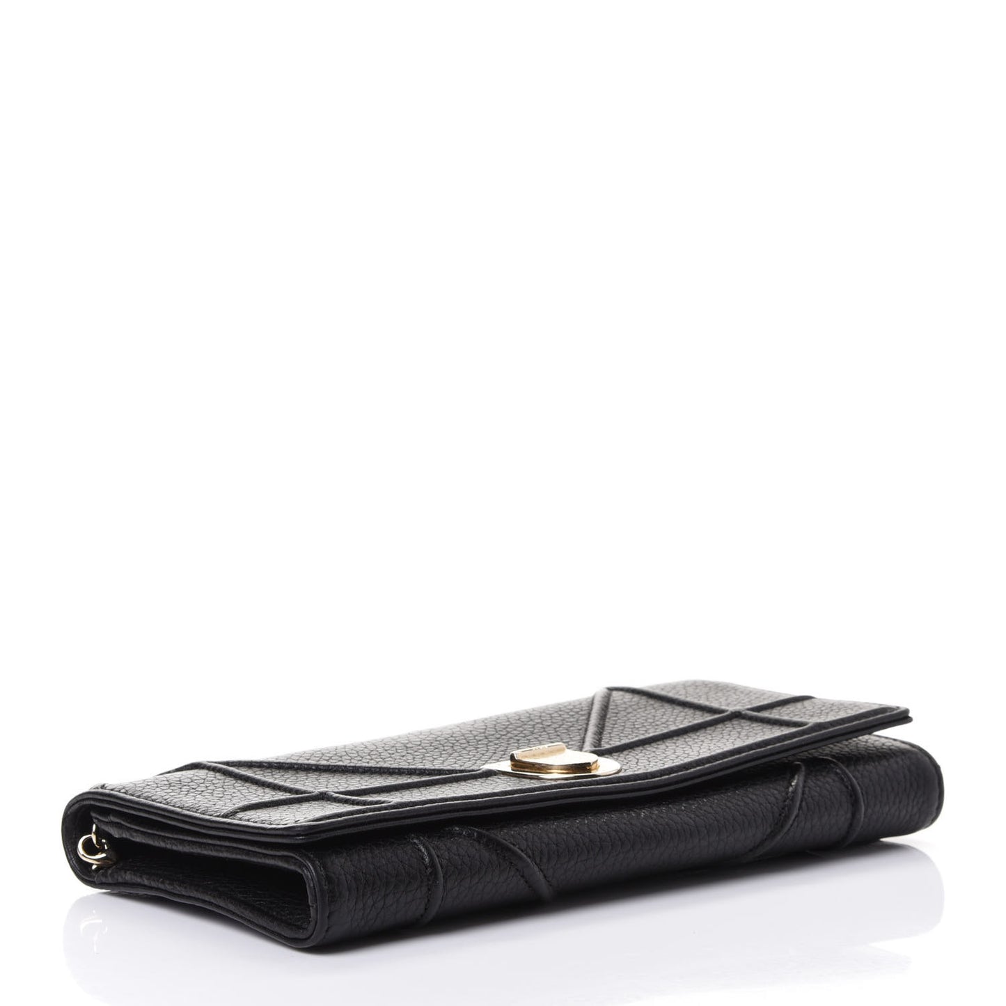Grained Calfskin Diorama Croisiere Chain Wallet Black