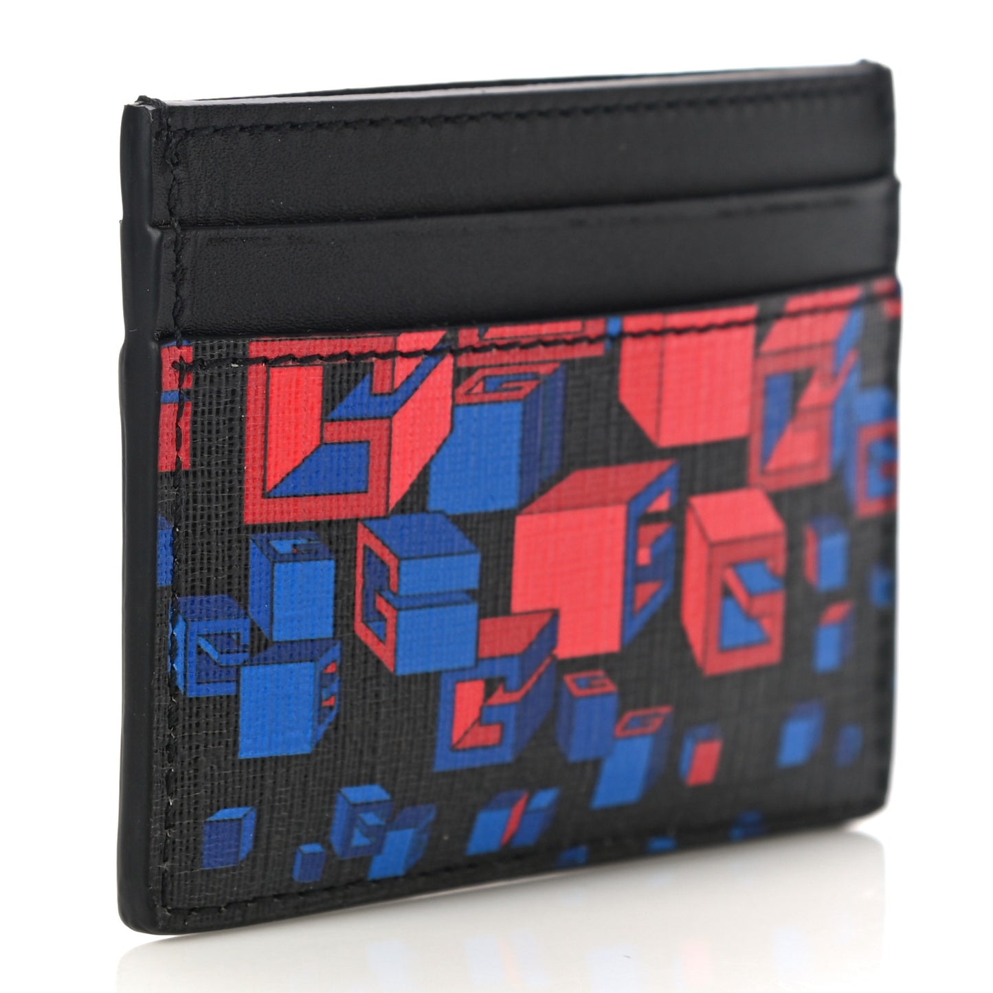 Canvas Moon Calfskin G Supreme Space Print Card Holder Black Red Blue