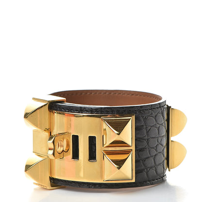 Hermes Matte Alligator Collier de Chien CDC Bracelet Black 3 of 10