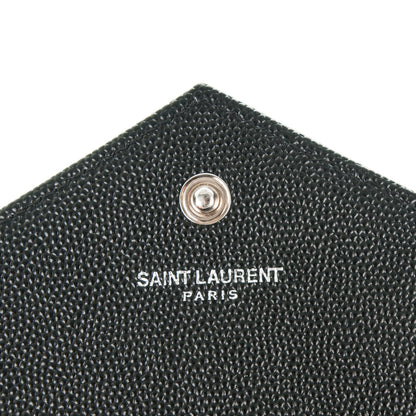 Saint Laurent Grain De Poudre Matelasse Chevron Medium Monogram Chain Wallet Black 6 of 6