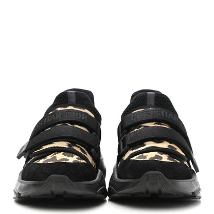 Christian Dior Technical Fabric Nylon Leopard Print Womens D-Wander Sneakers 38 Black 2 of 9