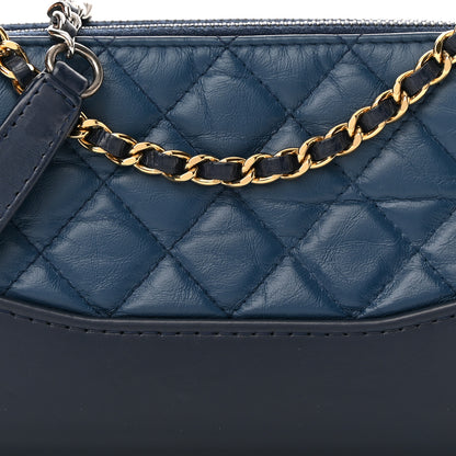 Chanel Aged Calfskin Quilted Small Gabrielle Clutch With Chain Navy Black 10 of 14