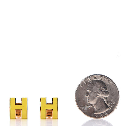 Hermes Gold Lacquered Pop H Earrings Jaune Sature 2 of 5