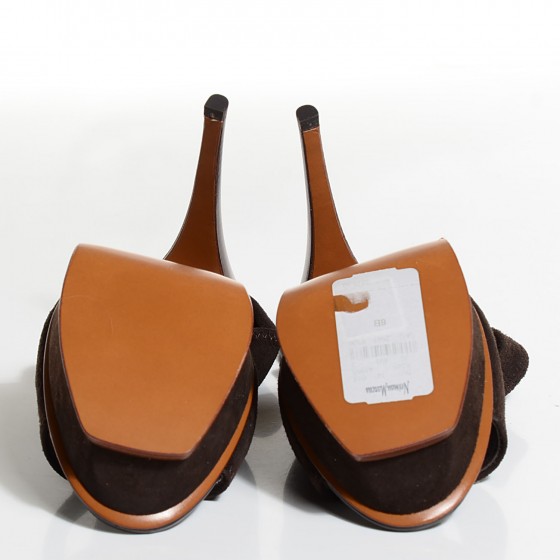 Saint Laurent Leather Stretch 105 Platform Sandals 38 Brown 5 of 14