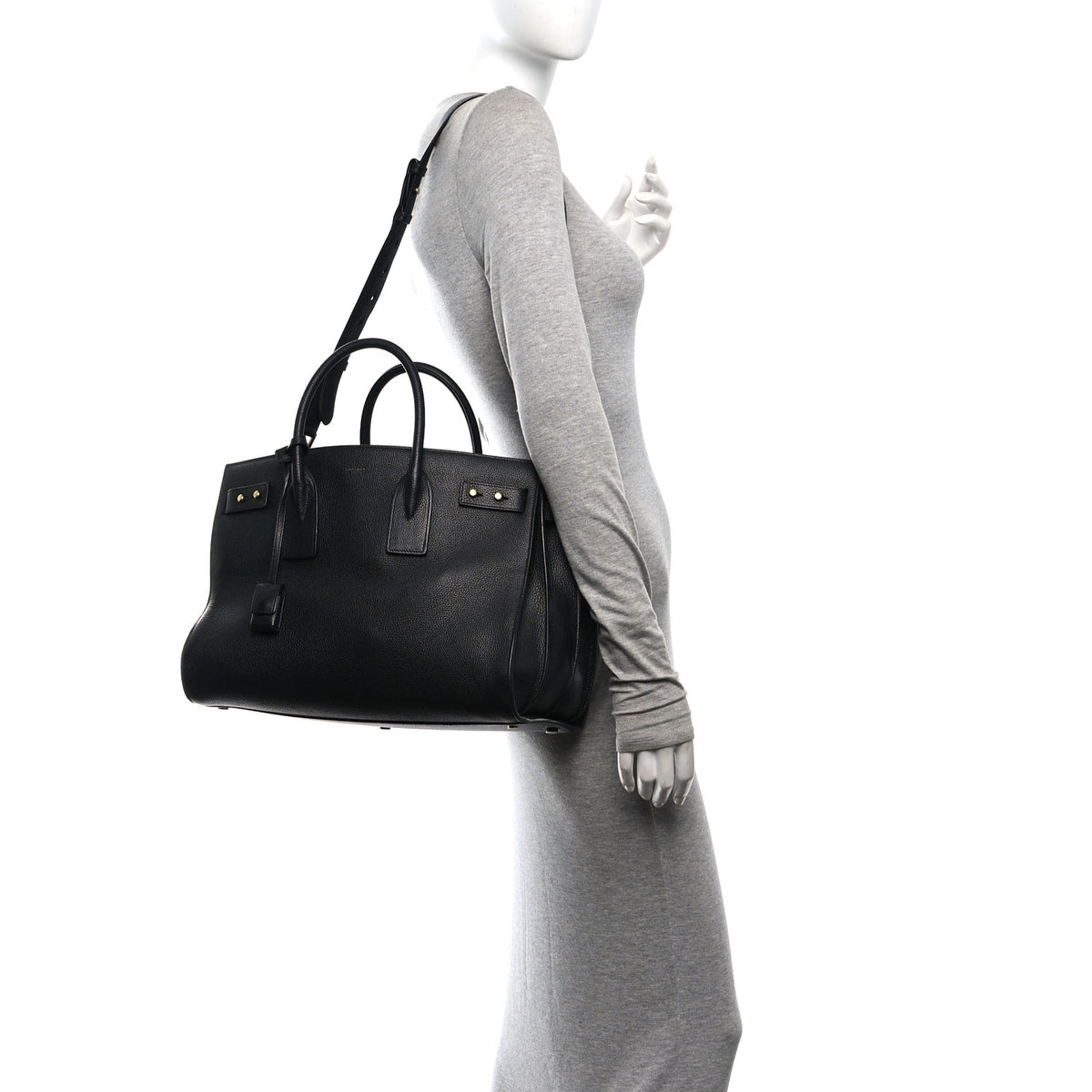 Grained Calfskin Large Souple Sac De Jour Black