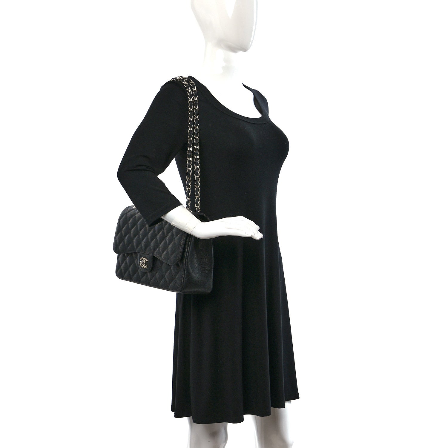 Chanel Caviar Quilted Jumbo Double Flap Black 2 of 9