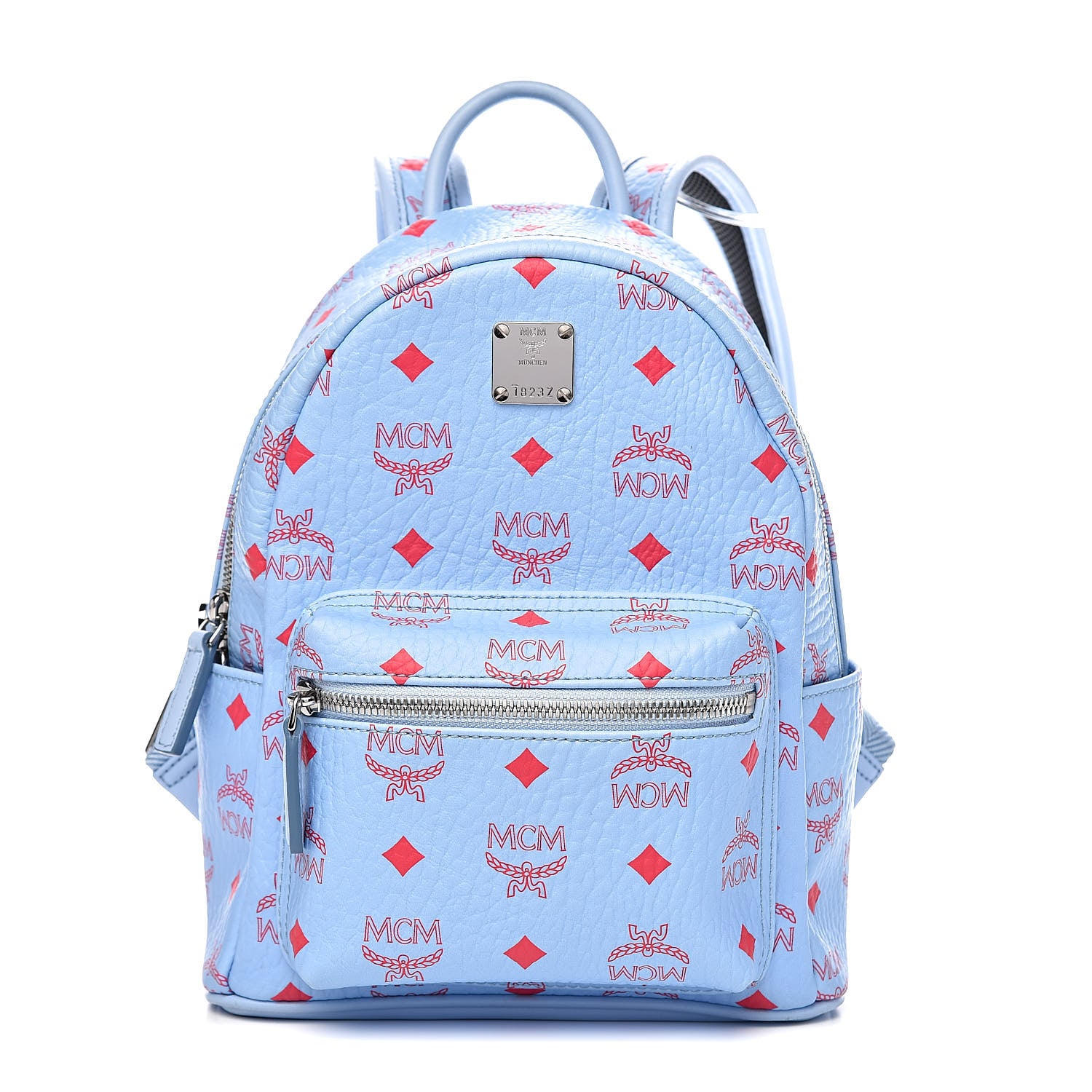 MCM Visetos Mini Stark Backpack Light Blue Red 1 of 11