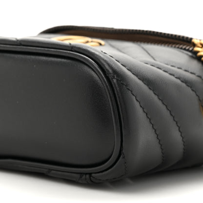 Gucci Calfskin Matelasse Chevron Mini GG Marmont Top Handle Bag Black 9 of 10
