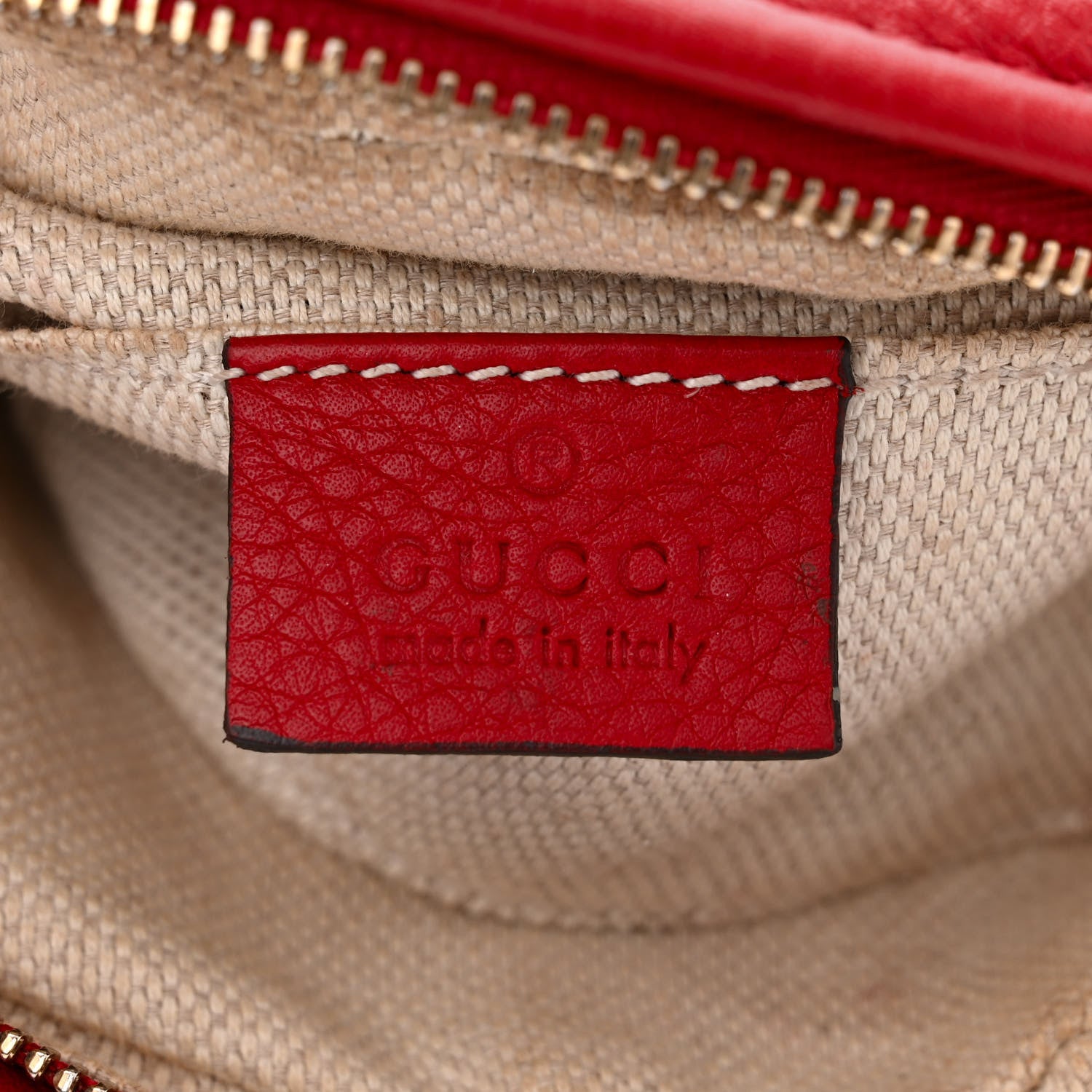 Gucci Pebbled Calfskin Mini Soho Chain Bag Tabasco Red 6 of 13