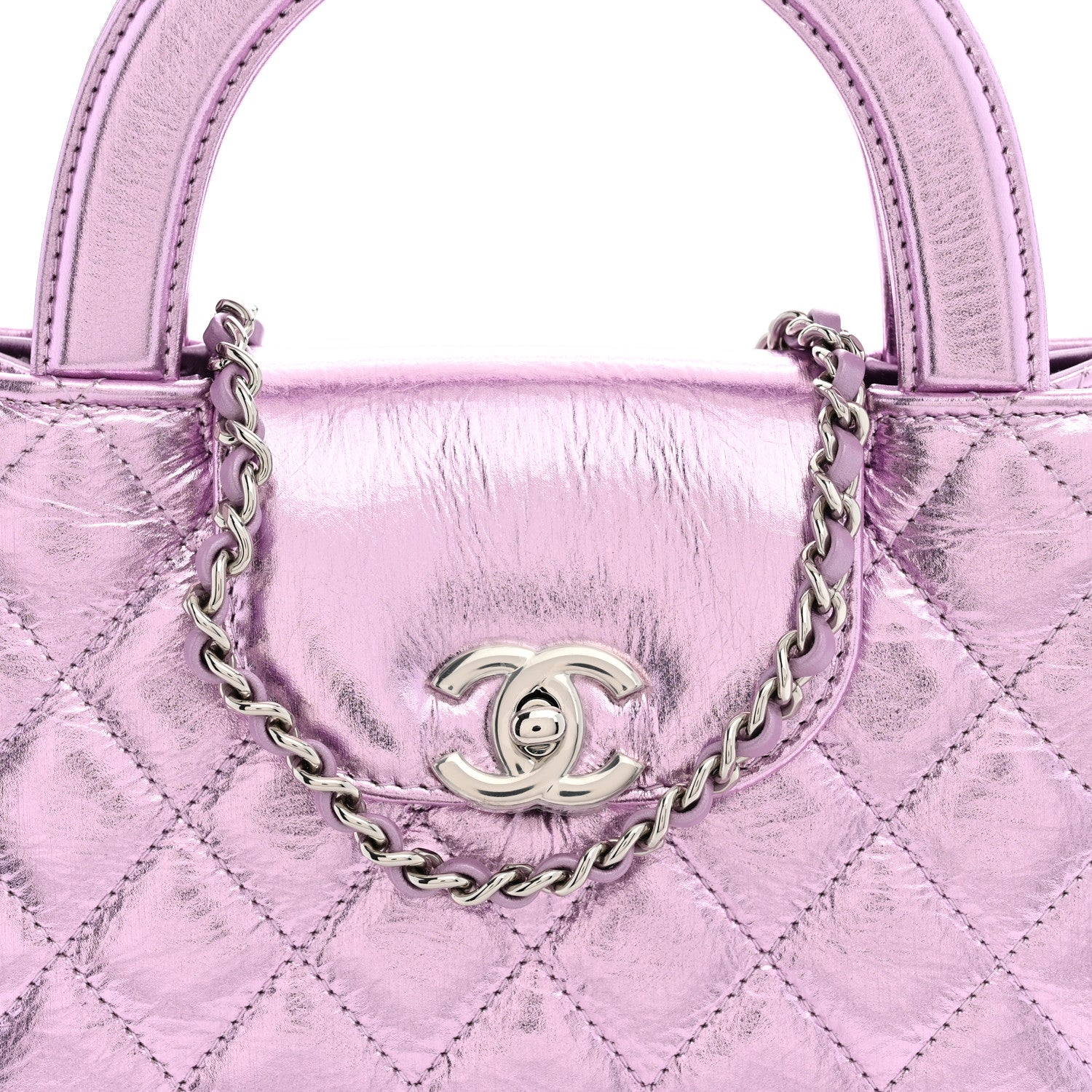 Chanel Metallic Aged Calfskin Quilted Nano Kelly Shopper Pink 8 of 11