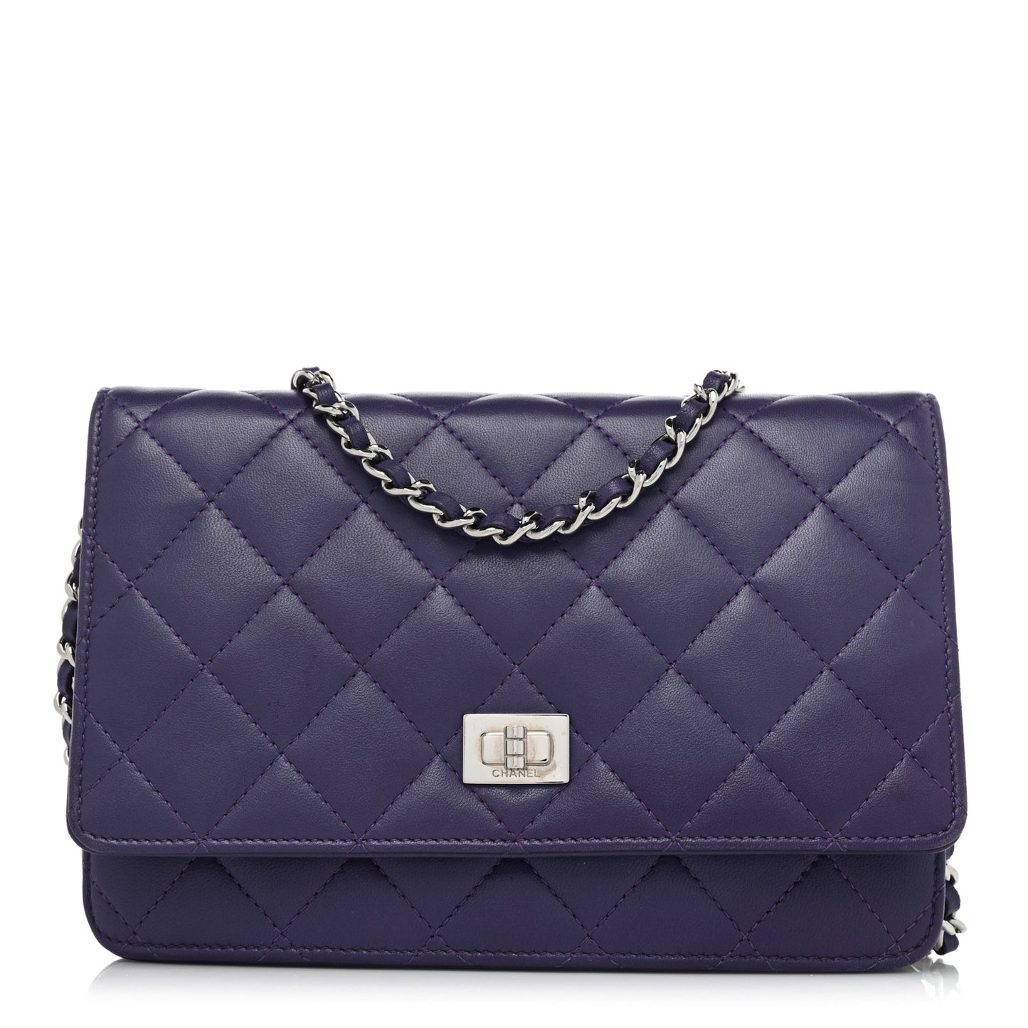 Lambskin Quilted Reissue Wallet On Chain WOC Purple